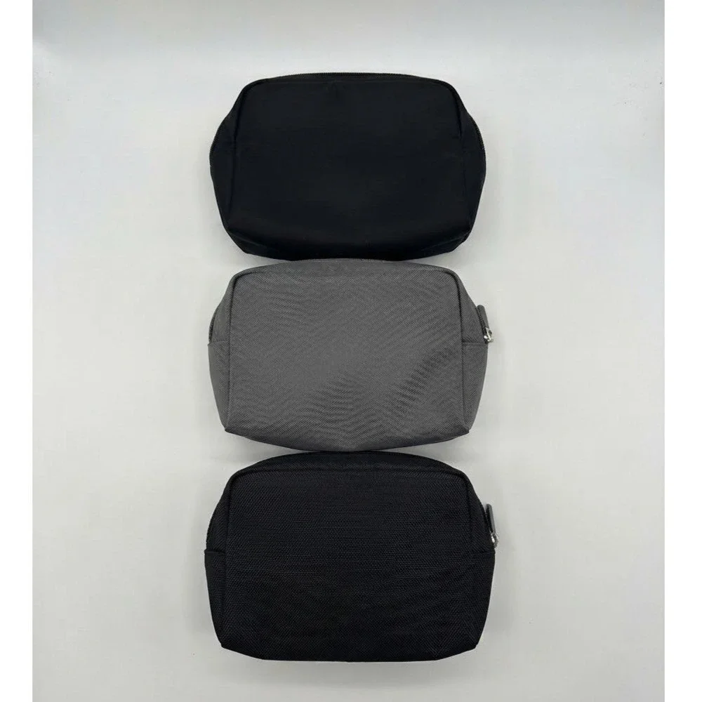 Tumi for Delta Airline Amenity Kits Set of 3 Black Grey Travel Toiletry Pouches